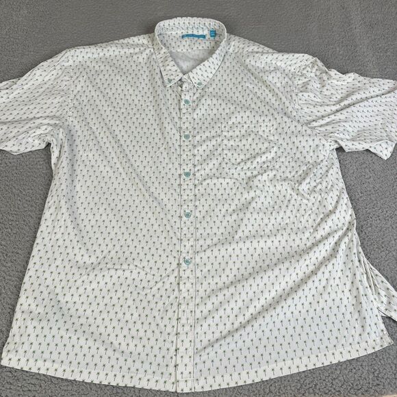 Tori Richard Hawaiian Shirt Men 3XL White Green Palm Tree Nylon Stretch Vacation - Picture 3 of 13